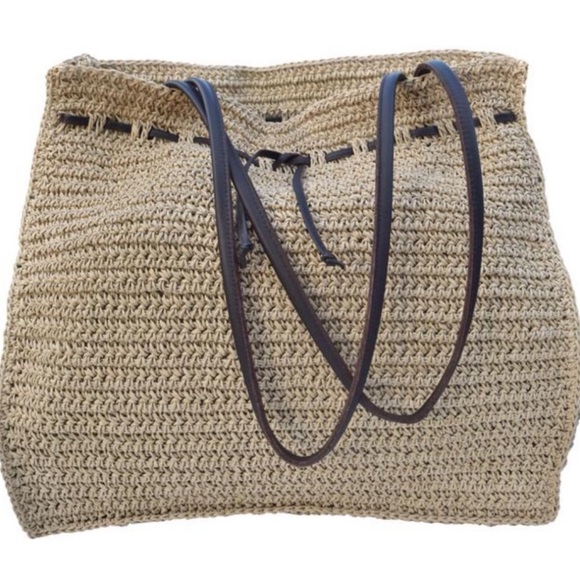 Eddie Bauer Woven Straw and Leather Tote - Picture 16 of 16